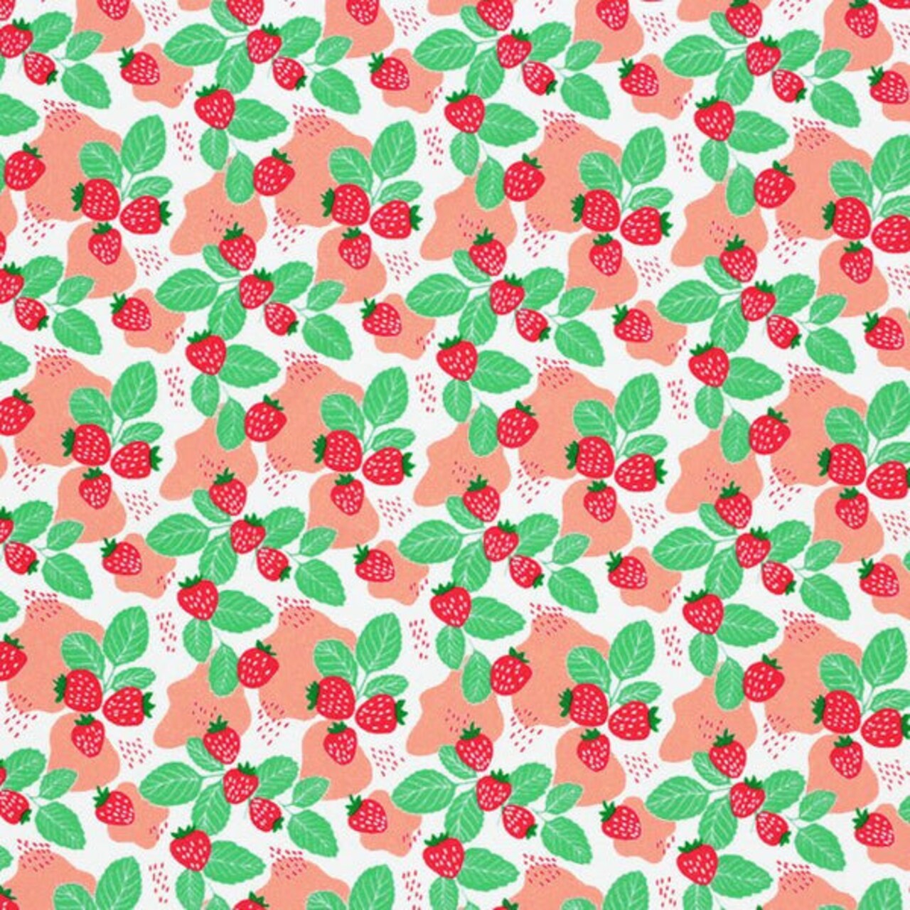 1 Yard Strawberry Leaves Blush Mush Printed Spandex Fabric for Swimwear Dancewear and Cosplay